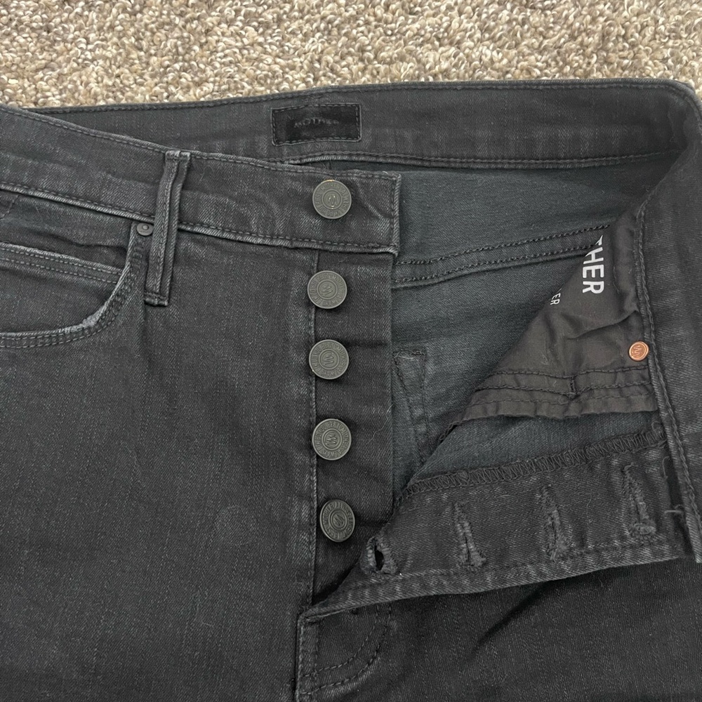 Women’s Mother The Pixie Dazzler Ankle Fray Jeans Not Guilty Black Size 27 - Picture 4 of 13